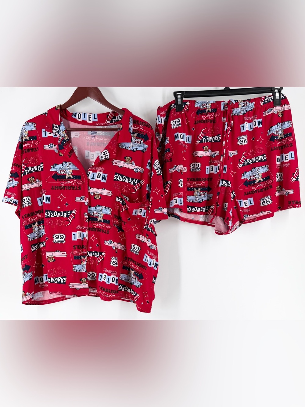 Way to Celebrate Americana Pug Frenchie Dog Pajama Set 3X Plus 22W-24W EUC